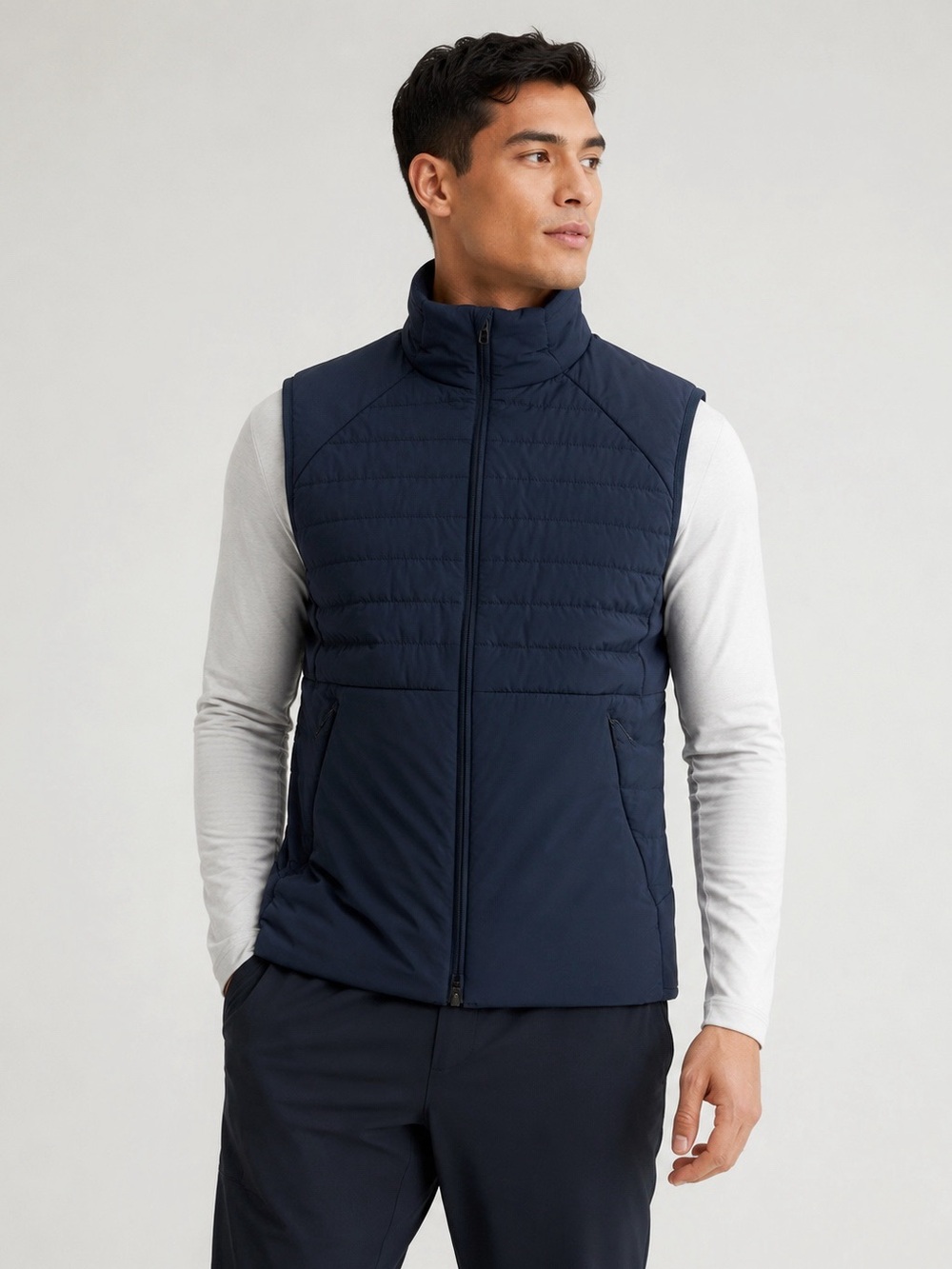 Lululemon Men Navy Goose Down Down for It All Water-Resistant Quilt Vest SMALL